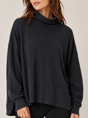 Varley Rainer Roll Neck Jumper Sweatshirt Black Marl Women Medium Athleisure